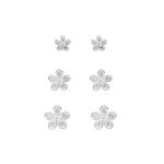 BRINCO TRIO FLOR ZIRCÔNIA CRISTAL PRATA 925