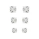 TRIO BRINCO CARRÉ ZIRCÔNIA PRATA 925