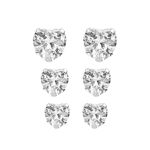 TRIO BRINCO CORAÇÃO ZIRCÔNIA CRISTAL P/M/G PRATA 925
