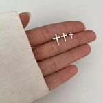 TRIO BRINCO CRUZ PRATA 925