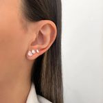 TRIO BRINCO GOTA ZIRCÔNIA ROSA CLARO PRATA 925