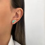 TRIO BRINCO GOTA ZIRCÔNIA VERDE ÁGUA PRATA 925