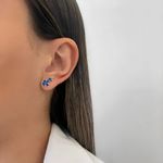 BRINCO TRIO ZIRCÔNIA AZUL ESCURO PRATA 925