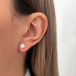 BRINCO FLOR ROSA CLARO PRATA 925