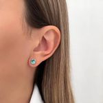 BRINCO REDONDO ZIRCÔNIA VERDE ÁGUA PRATA 925