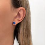 BRINCO QUADRADO ZIRCÔNIA AZUL ESCURO PRATA 925