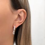 BRINCO ARGOLA CLICK LETRA PENDURADO ZIRCÔNIA CRISTAL PRATA 925