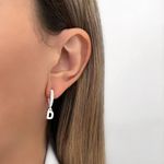 BRINCO ARGOLA CLICK LETRA PENDURADO ZIRCÔNIA CRISTAL PRATA 925