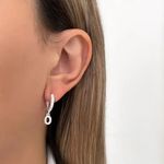 BRINCO ARGOLA CLICK LETRA PENDURADO ZIRCÔNIA CRISTAL PRATA 925