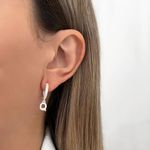 BRINCO ARGOLA CLICK LETRA PENDURADO ZIRCÔNIA CRISTAL PRATA 925