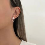 BRINCO OVAL VAZADO ZIRCÔNIA CRISTAL PRATA 924