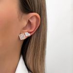 TRIO QUADRADO TRABALHADO PRATA 925