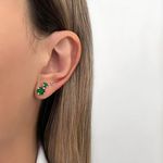 TRIO BRINCO ZIRCÔNIA VERDE ESMERALDA PRATA 925