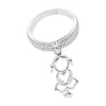 ANEL ZIRCÔNIA CRISTAL COM MENINA PENDURA PRATA 925