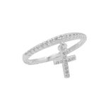 ANEL ARO CRAVEJADO CRUZ PRATA 925