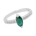 ANEL ZIRCÔNIA ESMERALDA E CRISTAL PRATA 925