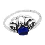 ANEL INDIANO AZUL ESCURO PRATA 925