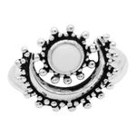 ANEL ENVELHECIDO PEDRA CABOCHÃO BRANCA PRATA 925