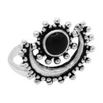 ANEL ENVELHECIDO PEDRA CABOCHÃO PRETO PRATA 925