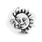 ANEL SOL E LUA ENVELHECIDO PRATA 925