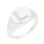 ANEL LETRA L CRAVEJADO PRATA 925