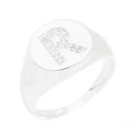 ANEL LETRA R CRAVEJADO ZIRCÔNIA CRISTAL PRATA 925