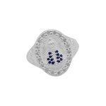 ANEL NOSSA SENHORA MANTO ZIRCÔNIA AZUL E CRISTAL PRATA 925