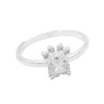 ANEL PATA DE CACHORRO CRAVEJADA CRISTAL PRATA 925