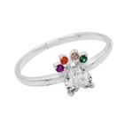 ANEL PATA DE CACHORRO CRAVEJADA CRISTAL E COLOR PRATA 925