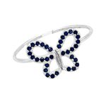 ANEL BORBOLETA ZIRCÔNIA AZUL ESCURO PRATA 925