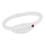 ANEL FAMÍLIA ZIRCÔNIA ROSA ESCURO PRATA 925