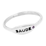 ANEL SAÚDE ZIRCÔNIA LILÁS PRATA 925