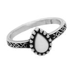 ANEL INDIANO GOTA PEDRA BRANCA PRATA 925