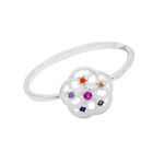 ANEL FLOR ZIRCÔNIAS COLOR PRATA 925