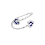 ANEL REGULÁVEL DOIS CORAÇÕES ZIRCÔNIA AZUL PRATA 925