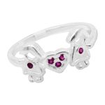 ANEL DUAS MENINAS ZIRCÔNIA ROSA PRATA 925