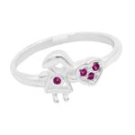 ANEL MENINA ZIRCÔNIA ROSA PRATA 925