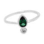 ANEL GOTA ZIRCÔNIA ESMERALDA E CRISTAL PRATA 925