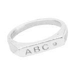 ANEL QUADRADO ABC ZIRCÔNIA CRISTAL PRATA 925