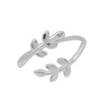 ANEL FOLHA REGULÁVEL PRATA 925