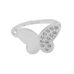 ANEL BORBOLETA ZIRCÔNIA CRISTAL PRATA 925