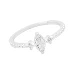 ANEL NAVETE CRAVEJADO ZIRCÔNIA CRISTAL BOLINHA LISAS PRATA 925