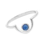 ANEL PEDRA CABOCHÃO AZUL ESCURO PRATA 925