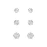 TRIO BRINCO REDONDO ZIRCÔNIA CRISTAL PRATA 925