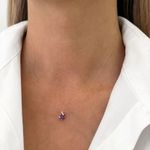 GARGANTILHA FIO NYLON PONTO DE LUZ ZIRCÔNIA ROXA PRATA 925