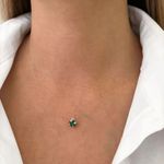 GARGANTILHA FIO NYLON PONTO DE LUZ ZIRCÔNIA VERDE 6MM PRATA 925