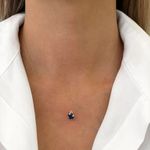 GARGANTILHA FIO NYLON PONTO DE LUZ ZIRCÔNIA AZUL ESCURO PRATA 925