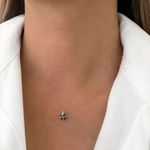 GARGANTILHA FIO NYLON ZIRCÔNIA PRETA 6MM PRATA 925