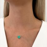 GARGANTILHA FIO NYLON CORAÇÃO ZIRCÔNIA VERDE PRATA 925