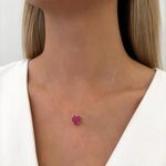 GARGANTILHA FIO NYLON CORAÇÃO ROSA PRATA 925